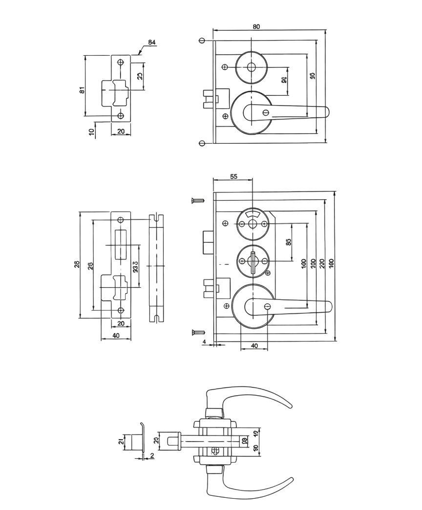 C4-A Ship WC Door Lock with Double Indicator